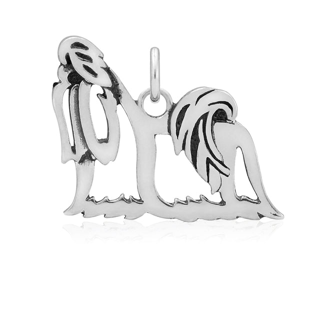 Sterling Silver Shih Tzu Necklace, Showcut Body