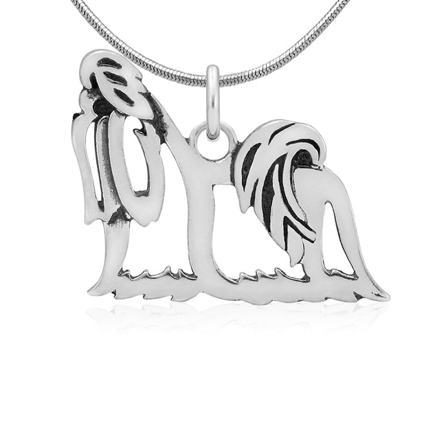 Sterling Silver Shih Tzu Necklace, Showcut Body