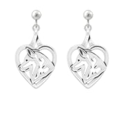 Siberian Husky Heart Clip-On Earrings in Sterling Silver.