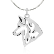 Siberian Husky Necklace in Sterling Silver on Box Chain.