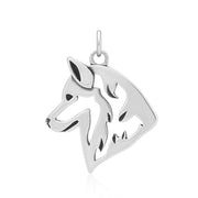 Siberian Husky Pendant Head Design in Sterling Silver.