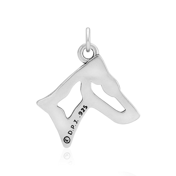 Smooth Fox Terrier Pendant Head Design in Sterling Silver Back Side View.