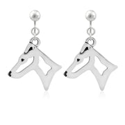 Smooth Fox Terrier Clip-On Earrings Head Design in Sterling Silver.