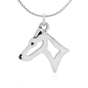 Smooth Fox Terrier Necklace Head Design in Sterling Silver on Box Chain.