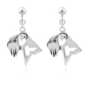 Soft Coated Wheaten Terrier Clip-On Earrings Head Design in Sterling Silver. 