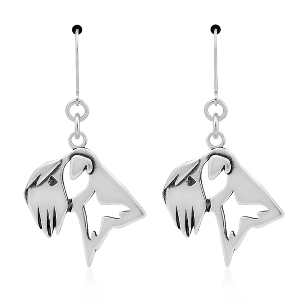 Soft Coated Wheaten Terrier Earrings Head Design in Sterling Silver in Leverback.