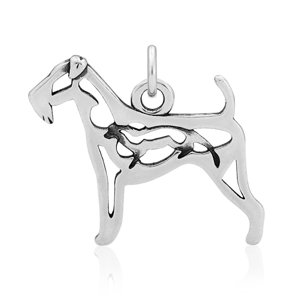 Airedale Terrier Pendant Body Design with Otter in Sterling Silver.