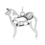 Sterling Sliver Akita Pendant. Jewelry Made In The USA. Handcrafted Akita Charm For Dog Owners. Unique Akita Gifts for Dog Lovers. 