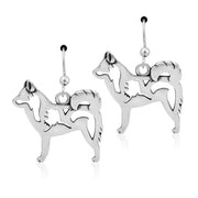 Alaskan Klee Kai Earrings Body Design in Sterling Silver in French Hook.