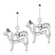 Alaskan Klee Kai Earrings Body Design in Sterling Silver in Leverback.