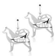 Alaskan Malamute Earrings Body Design with Sled in Sterling Silver in French Hook.