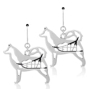 Alaskan Malamute Earrings Body Design with Sled in Sterling Silver in Leverback.