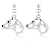 American Staffordshire Terrier Earrings Head Design in Sterling Silver in Dangle Post.