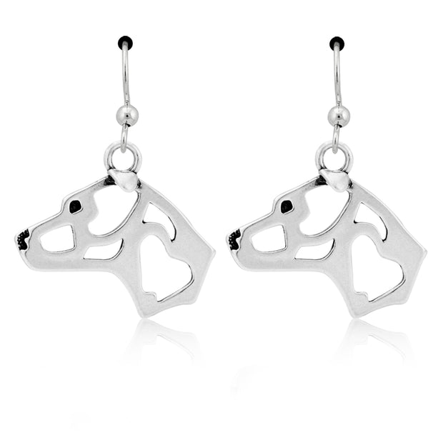 American Staffordshire Terrier Earrings Head Design in Sterling Silver in French Hook.