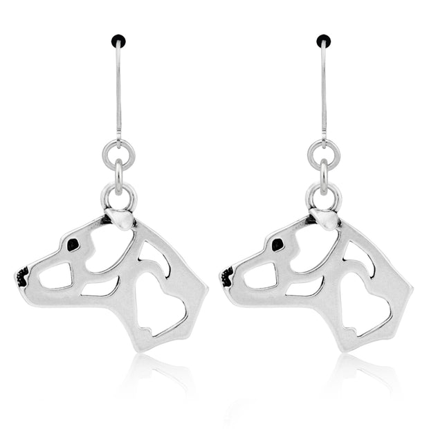 American Staffordshire Terrier Earrings Head Design in Sterling Silver in Leverback.