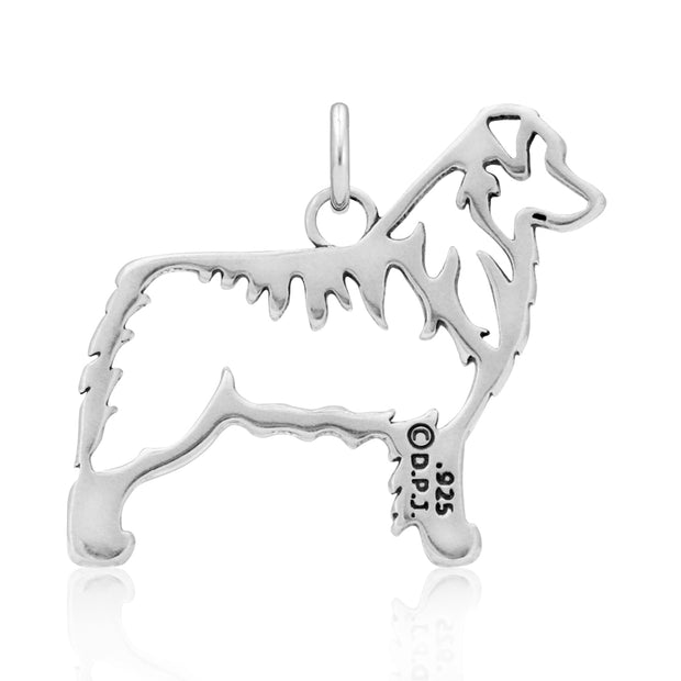 Reverse side of Australian Shepherd pendant stamped 925