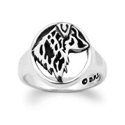 Australian Shepherd Ring Head Design in Sterling Silver.