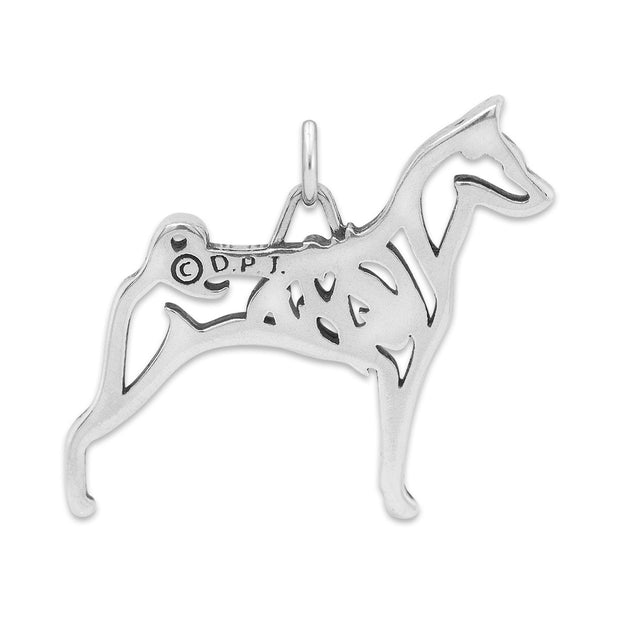 Basenji Pendant Body Design in Sterling Silver Back Side View.