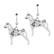 Basenji Earrings Body Design with Lion in Sterling Silver in French Hook.