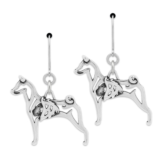 Basenji Earrings Body Design with Lion in Sterling Silver in Leverback.