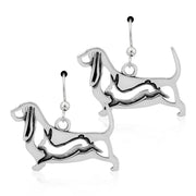 Basset Hound Earrings in Sterling Silver