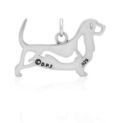 Basset Hound Pendant Body Design in Sterling Silver Back Side View.