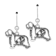 Bearded Collie Earrings Body Design in Sterling Silver in Leverback.