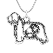 Bearded Collie Necklace Body Design in Sterling Silver on Snake Chain.