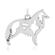 Belgian Sheepdog Pendant Body Design with Sheep in Sterling Silver Back Side View.