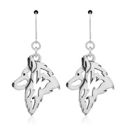 Belgian Tervuren Earrings Head Design in Sterling Silver in Leverback.