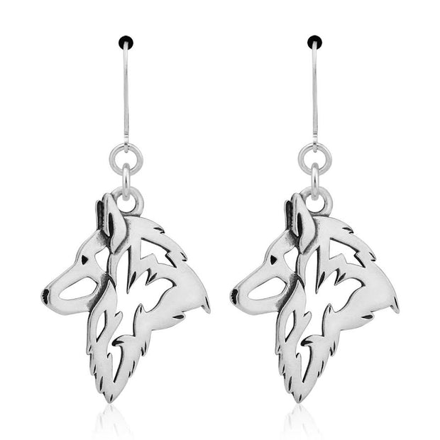 Belgian Tervuren Earrings Head Design in Sterling Silver in Leverback.