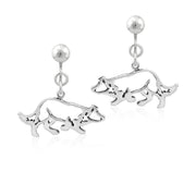 Sterling Silver Border Collie Earrings