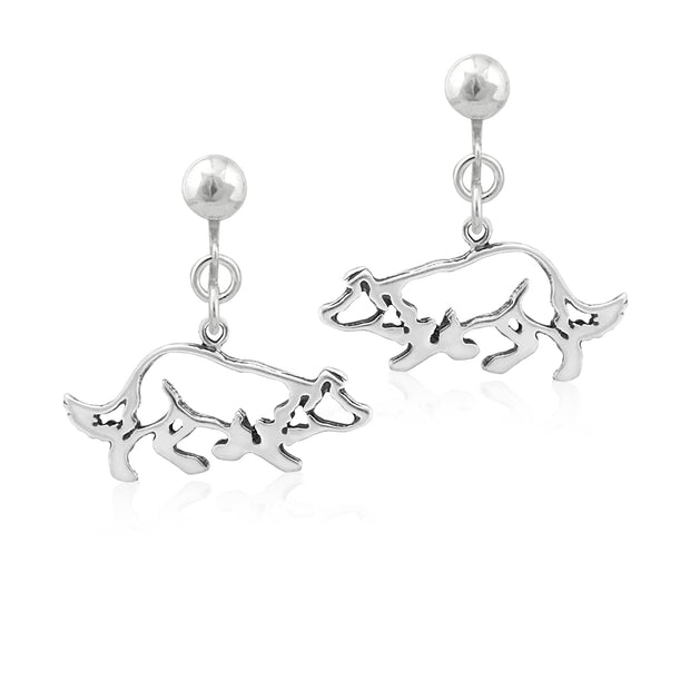 Sterling Silver Border Collie Earrings