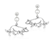 Border Collie Earrings Body Design in Sterling Silver in Dangle Post.