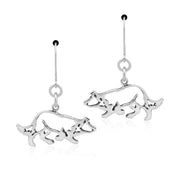 Border Collie Earrings Body Design in Sterling Silver in Leverback.