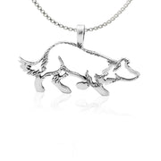 Border Collie Necklace Body Design in Sterling Silver on Box Chain.