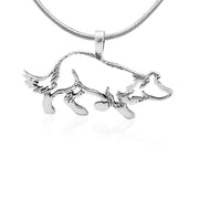 Border Collie Necklace Body Design in Sterling Silver on Snake Chain.