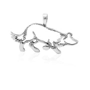 Border Collie Pendant Body Design in Sterling Silver Back Side View.