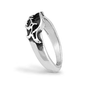 Border Collie Ring Crouching Body Design in Sterling Silver Side View.