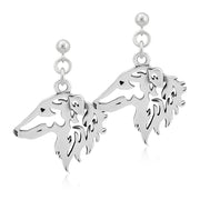 Borzoi Earrings Head Design in Sterling Silver in Dangle Post.