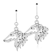 Borzoi Earrings Head Design in Sterling Silver in Leverback.