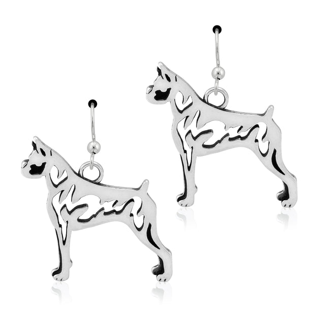 Boxer Earrings Body Design in Sterling Silver in French Hook.