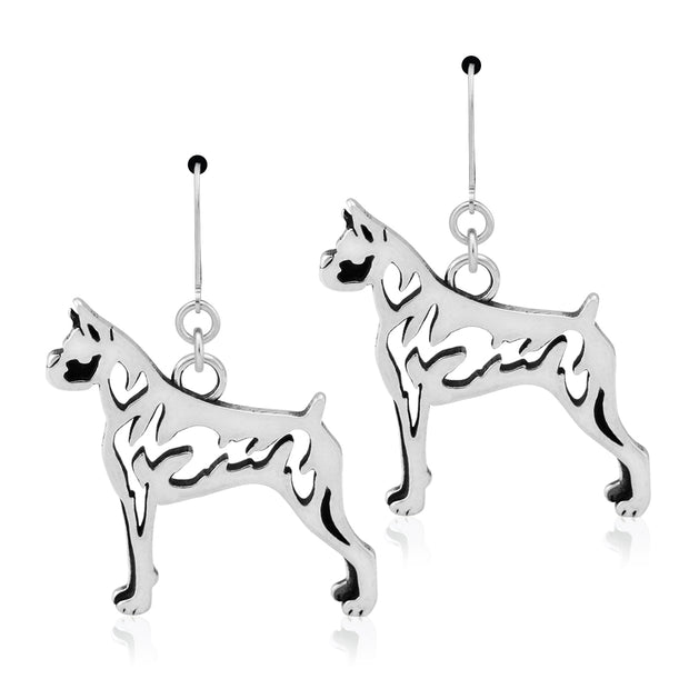 Boxer Earrings Body Design in Sterling Silver in Leverback.