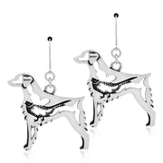 Brittany Spaniel Earrings Body Design with Pheasant in Sterling Silver in Leverback.