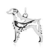 Brittany Spaniel Pendant Body Design with Pheasant in Sterling Silver.