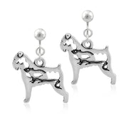 Brussels Griffon Clip-On Earrings Body Design with Rat in Sterling Silver.