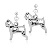 Brussels Griffon Earrings Body Design with Rat in Sterling Silver in Dangle Post.