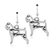 Brussels Griffon Earrings Body Design with Rat in Sterling Silver in French Hook.