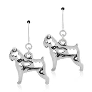 Brussels Griffon Earrings Body Design with Rat in Sterling Silver in Leverback.