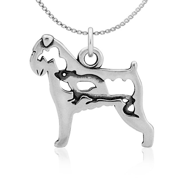 Brussels Griffon Necklace Jewelry in Sterling Silver, Rough